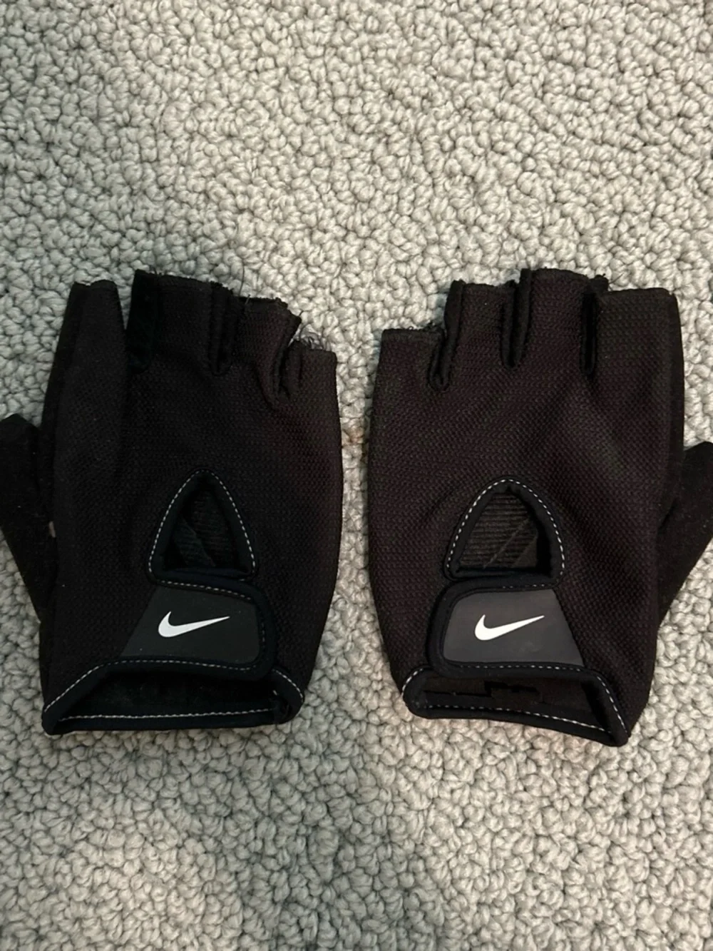Nike Black Fingerless Training Gloves with White Swoosh